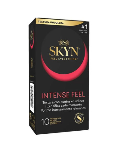 SKYN - INTENSE POJŪČIO TEKSTŪRUOTI PREZERVATYVAI SU BANGUOTU RAŠTU, 10 VIENETŲ