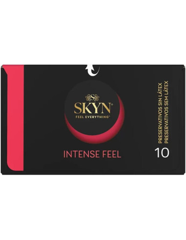 SKYN - INTENSE POJŪČIO TEKSTŪRUOTI PREZERVATYVAI SU BANGUOTU RAŠTU, 10 VIENETŲ