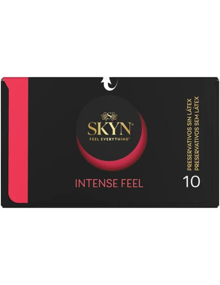SKYN - INTENSE POJŪČIO TEKSTŪRUOTI PREZERVATYVAI SU BANGUOTU RAŠTU, 10 VIENETŲ