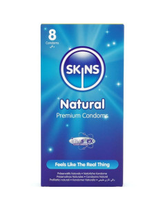 SKINS - NATŪRALŪS PREMIUM PREZERVATYVAI, 8 PAKUOTĖS