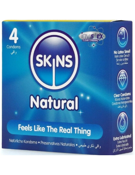 SKINS - NATŪRALŪS PREMIUM PREZERVATYVAI, 4 PAKUOTĖS
