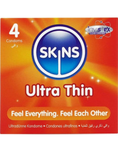 SKINS - itin ploni aukščiausios kokybės prezervatyvai, 4 vnt. pakuotė