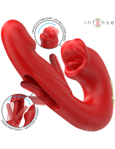 INTENSE - NATHY DOUBLE VIBRATOR WITH MULTIFUNCTION STIMULATING MOUTH RED 2