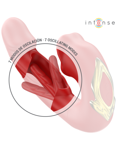 INTENSE - NATHY DOUBLE VIBRATOR WITH MULTIFUNCTION STIMULATING MOUTH RED