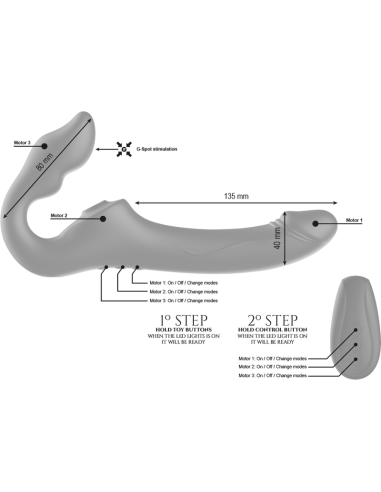 IBIZA - REMOTE CONTROL STRAPLESS VIBRATOR 3 MOTORS 1000 COMBINATIONS.