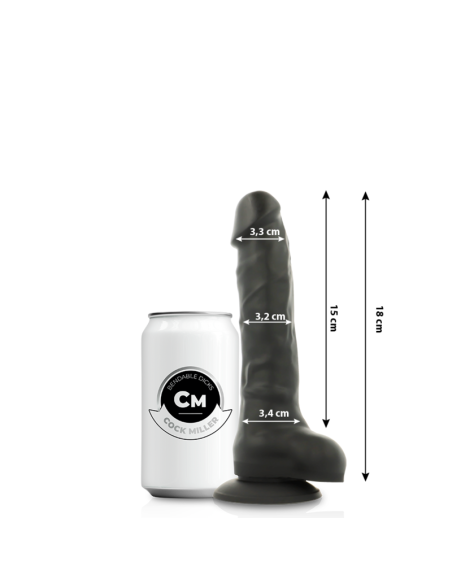 COCK MILLER - DILDO REALISTIC SILICONE DENSITY ARTICULABLE BLACK 18 CM