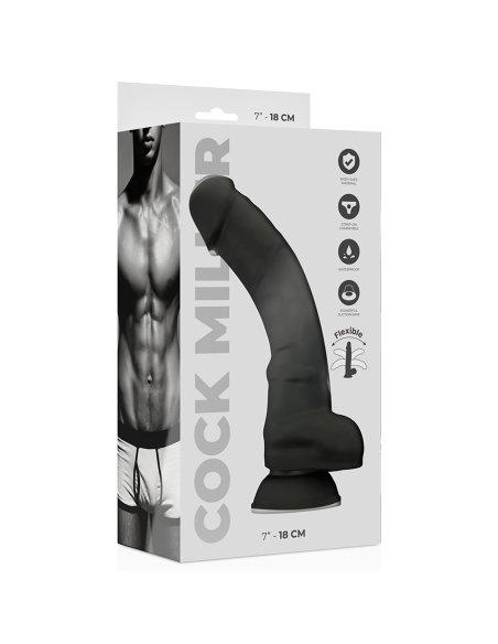 COCK MILLER - REALISTINIS SILIKONINIS TANKIS FORMULINIS DILDO, JUODAS, 18 CM