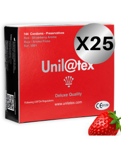 UNILATEX - RAUDONA - BRAŠKIŲ KONSERVANTŲ PAKUOTĖ 25 X 144 VIENETAI