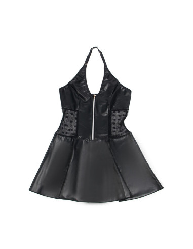 SUBBLIME - 957704 LACE ZIPPER LEATHER DRESS BLACK S-M