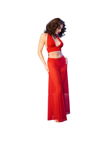 CHILIROSE - CR 4857 RED TOP AND PANTS SET SIZE S