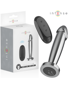 INTENSE - ANALINIS KAIŠTIS 10 VIBRACIJOS METALINIS DILDO SU NUOTOLINIO VALDYMO PULTU M