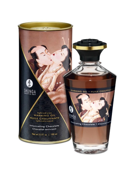 SHUNGA - masažinis aliejus su šilumos efektu, INTENSE šokolado skoniu, 100 ml