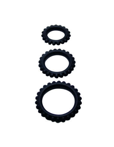 BAILE - TITAN rinkinys, 3 vnt. varpos žiedų, juodų, 2,8 2,4 1,9 cm