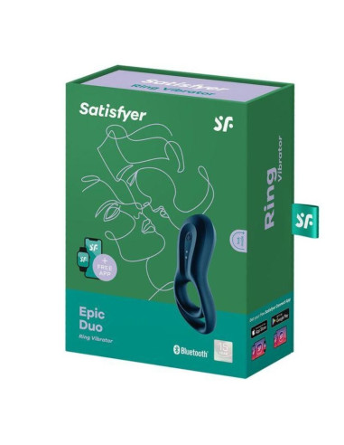SATISFYER – EPIC DUO ŽIEDINIO VIBRAVIATORIAUS PROGRAMĖLĖ, MĖLYNA