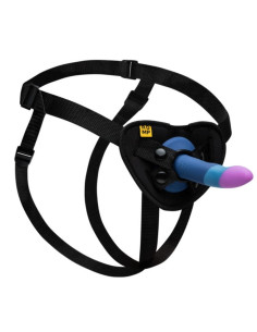 ROMP - PICCOLO HARNESS SILICONE DILDO WITH TRICOLOR SUCTION CUP 14 CM