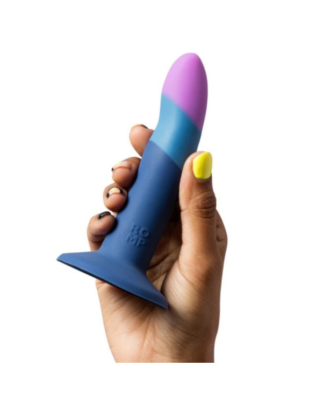 ROMP - PICCOLO HARNESS SILICONE DILDO WITH TRICOLOR SUCTION CUP 14 CM