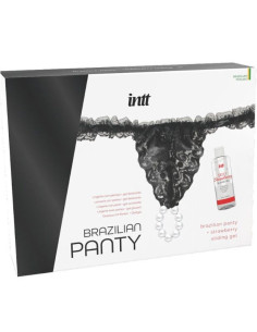 INTT RELEASES - BRAZILIAN BLACK PANTY WITH PEARLS AND LUBRICANT GEL 50 ML