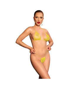 CHILIROSE - CR 4898 YELLOW STRASS BIKINI ONE SIZE 2