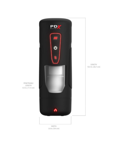 PDX ELITE - MILK ME HOTTER automatinis masturbatorius su stūmimo ir šilumos vibracijos efektu