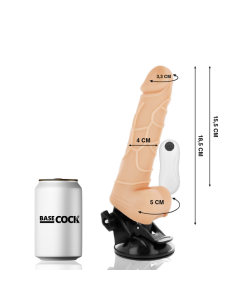 BASECOCK – REALISTINIS VIBRATORIUS SU NUOTOLINIO VALDYMO VALDYMU, ODOS IŠMAŠA 18,5 CM – O – 4 CM 2