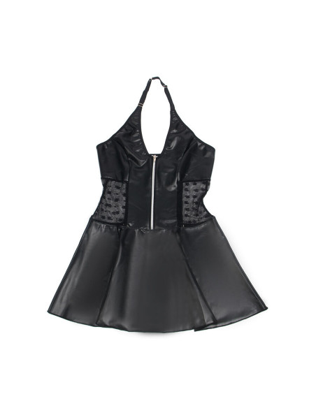 SUBBLIME - 957704 LACE ZIPPER LEATHER DRESS BLACK S-M