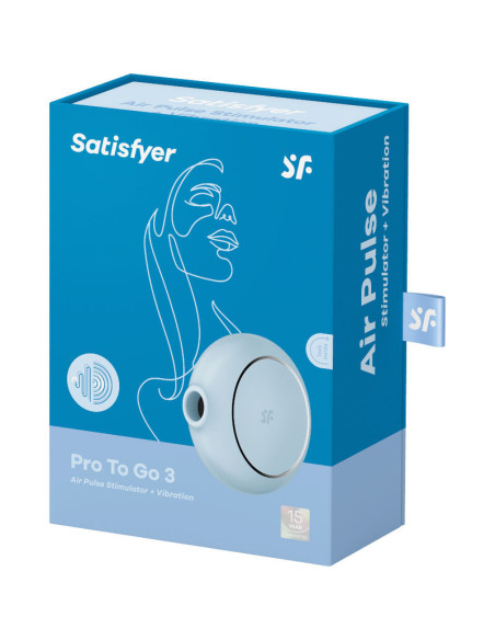 SATISFYER - PRO TO GO 3 DOUBLE AIR PULSE STIMULATOR and VIBRATOR BLUE