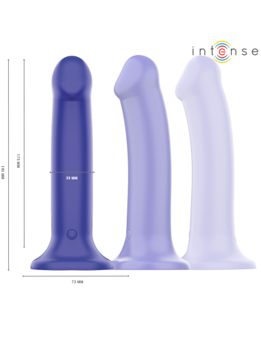 INTENSE - VICTORIA VIBRATOR SU SIURBLIU 10 VIBRACIJŲ TAMSIAI MĖLYNA NUOTOLINIO VALDYMO PULTAS