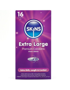 SKINS - YPAČ DIDELIS PREMIUM KLASĖS PREZERVATYVŲ PAKUOTĖ, 16 VNT.