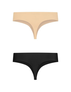 BYE-BRA - INVISIBLE THONG 2 PACK BEIGE and BLACK SIZE S