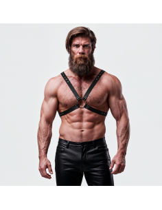 FETISH SUBMISSIVE ATTITUDE - MENS CROSS CHEST ECO-LEATHER HARNESS