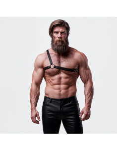 FETISH SUBMISSIVE - ATTITUDE MENS CROSSED SHOULDER ECO LEATHER HARNESS