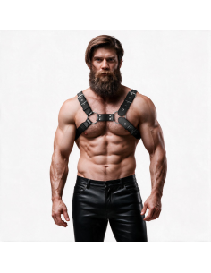 FETISH SUBMISSIVE ATTITUDE - MENS ADJUSTABLE ECO-LEATHER CHEST BULLDOG HARNESS